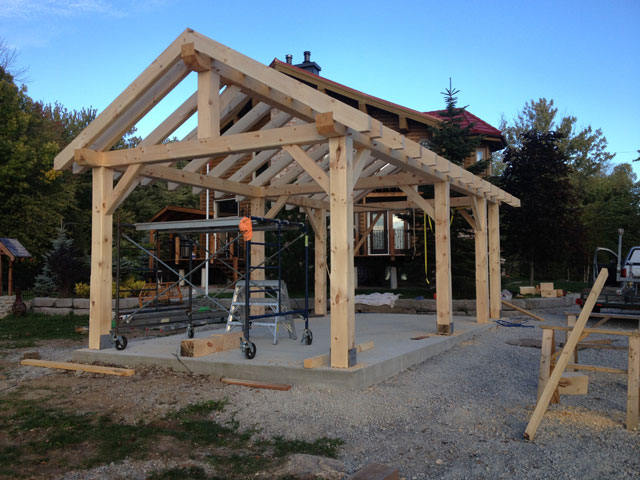 Timber Frames Custom timber frame home in Orillia Ontario built by Timber Ridge Contracting