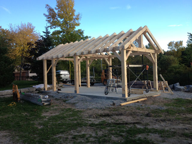 Timber Frames Mortise and tenon timber joinery detail handcrafted in Ontario